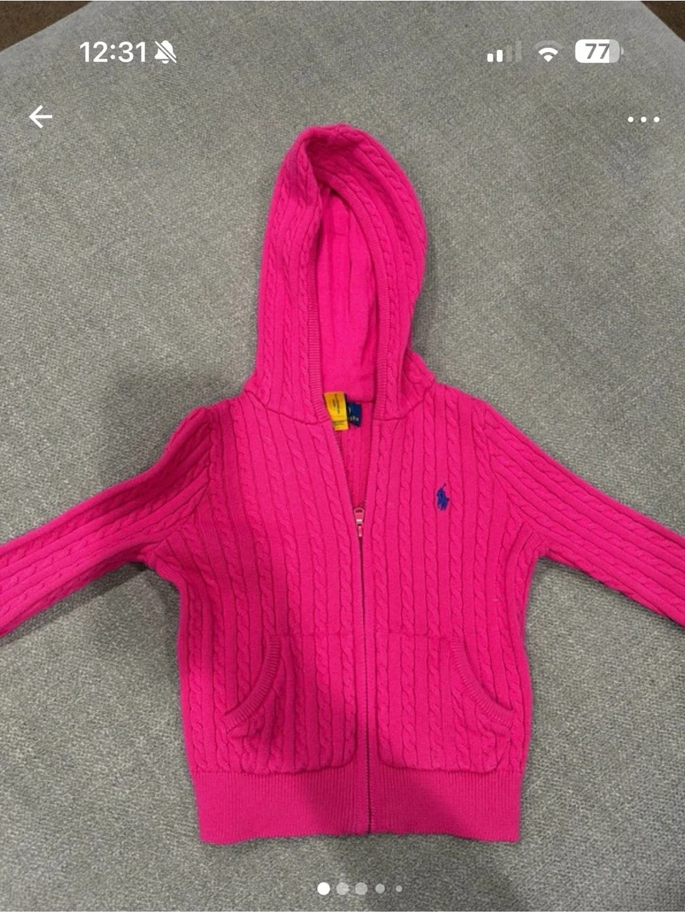 Polo by Ralph Lauren Hot Pink Cable-Knit Zip Hoodie for Kids